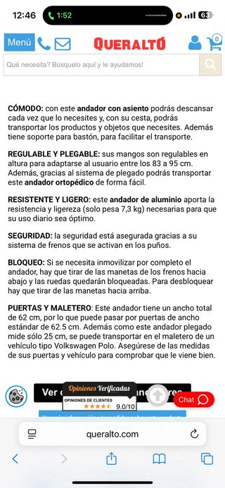 Andador 4 ruedas  Plegable  Aluminio  Frenos en manetas  Asiento y respaldo  Trajano  Deluxe  Mobiclinic