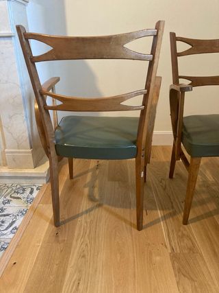 Sillones Mocholi Mid Century (2), Haya y sky verde