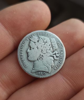 1 peseta de 1880 plata peru lima