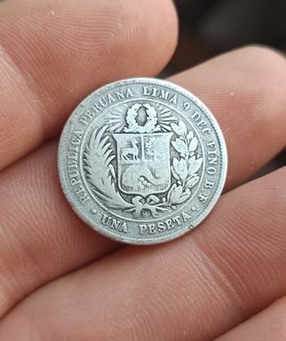 1 peseta de 1880 plata peru lima