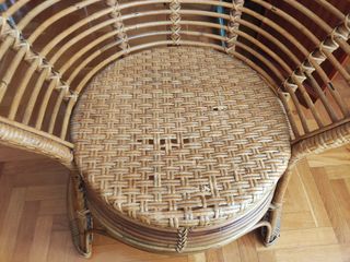 ANTIGUO SILLÓN DE MIMBRE DE BAMBÚ años 70 