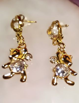 Pendientes Osito Chapados En Oro 18K