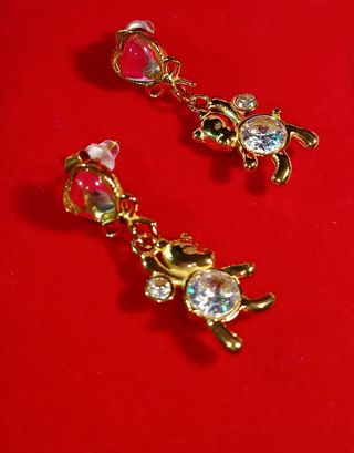 Pendientes Osito Chapados En Oro 18K