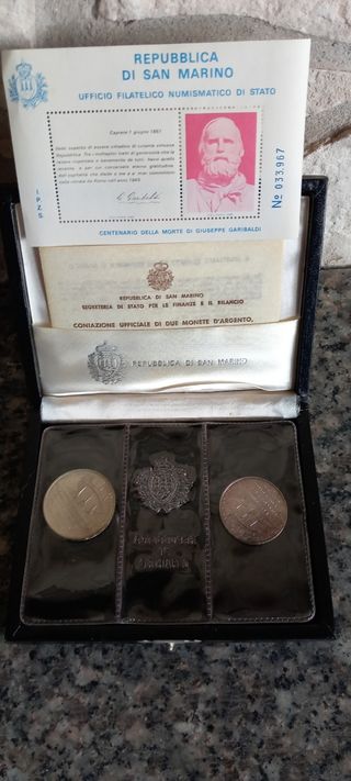 2 Monete Argento Garibaldi 1982