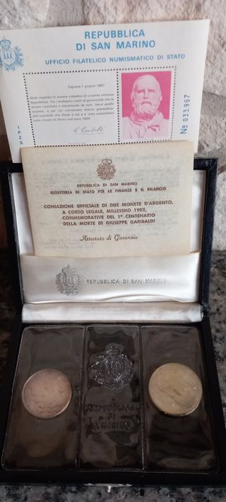 2 Monete Argento Garibaldi 1982