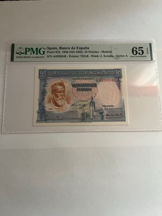 Billete 25 Ptas. España 1936 (PMG 65)