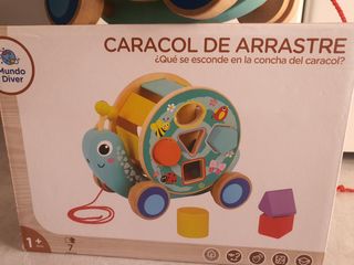 Caracol arrastre madera infantil
