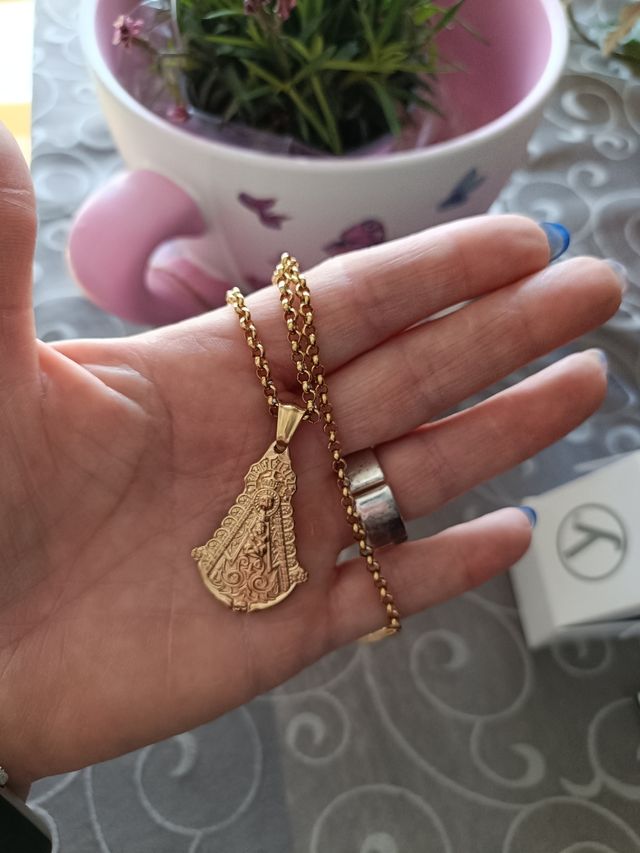 Cadena con virgen del rocio acero inoxidable