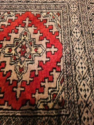 Alfombra persa pequeña - Lana - Roja y beige