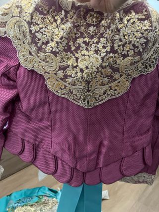 Traje Fallera niña Els Coinvols - turquesa y morad