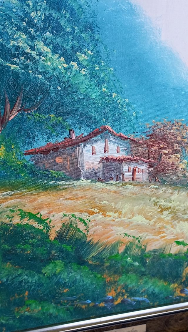 Cuadro al óleo: paisaje campestre