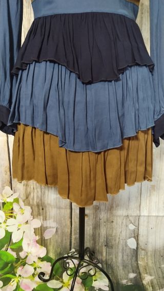 Vestido preppy azul y marrón