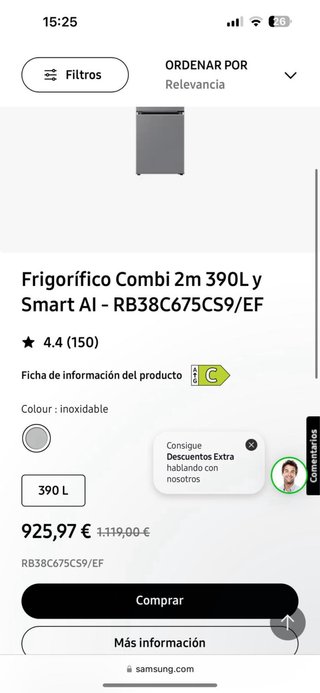 Nevera Samsung RB38C675CS9 - Acero inoxidable