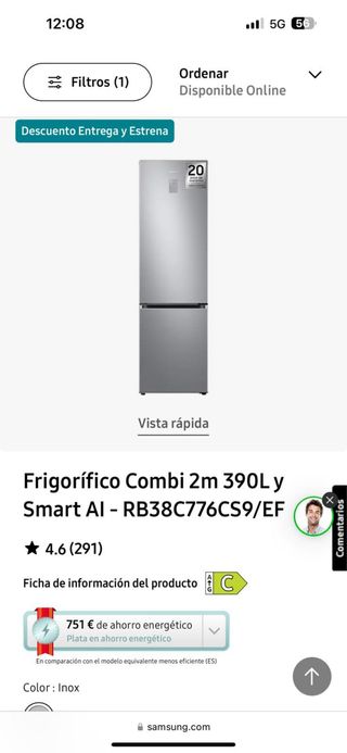 Nevera Samsung RB38C675CS9 - Acero inoxidable
