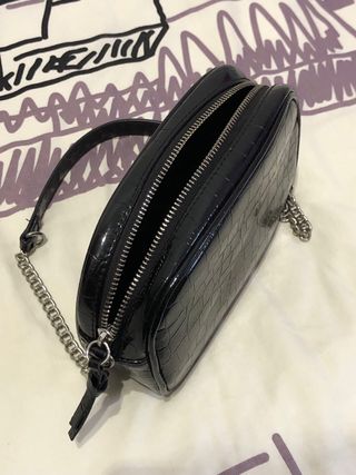 Mini bolso estampado serpiente negro