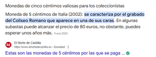 Moneda 5 céntimos Italia año 2002