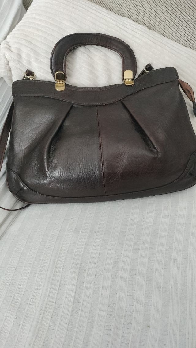 Bolso piel marrón vintage
