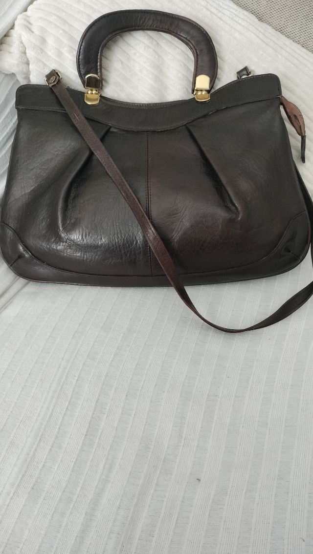 Bolso piel marrón vintage