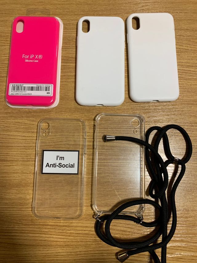 FUNDA MOVIL IPHONE XR,5 UNIDADES SURTIDAS,SIN USAR