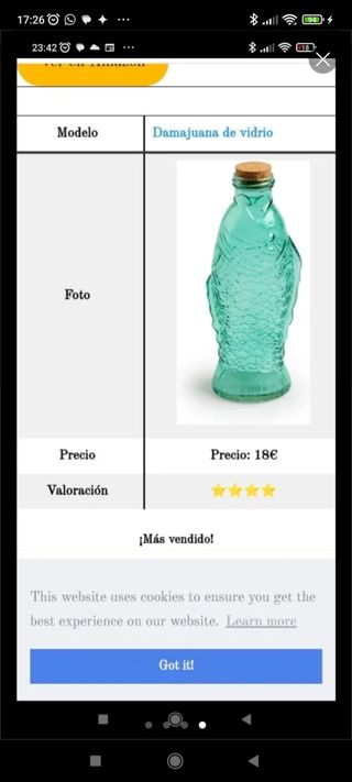 Botella Cristal Decoración Forma de Pez