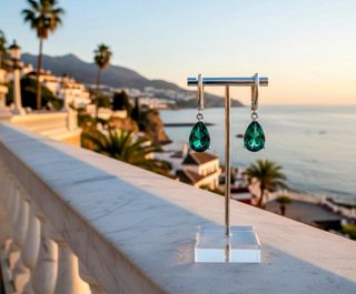 Pendientes Lágrima de Esmeralda  Plata 925 y Elegancia Atemporal
