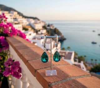 Pendientes Lágrima de Esmeralda  Plata 925 y Elegancia Atemporal