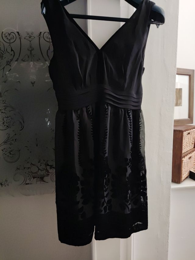 Traje de fiesta corto gasa y terciopelo