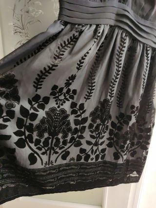 Traje de fiesta corto gasa y terciopelo