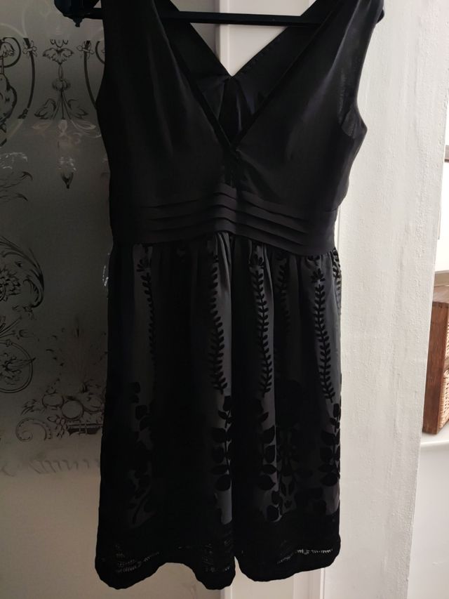 Traje de fiesta corto gasa y terciopelo