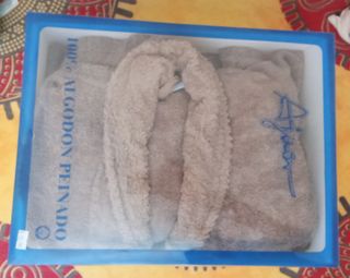 Albornoz unisex rizo algodón T/L color visón