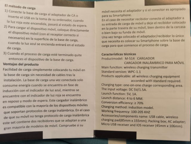 Cargador inalámbrico
