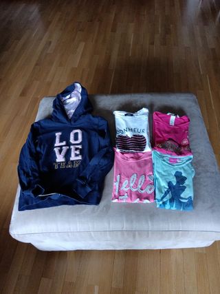Set vestiti 7-8 anni, felpa e 4 magliette