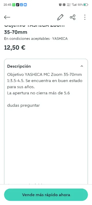 Cámara yashica Reflex analogica