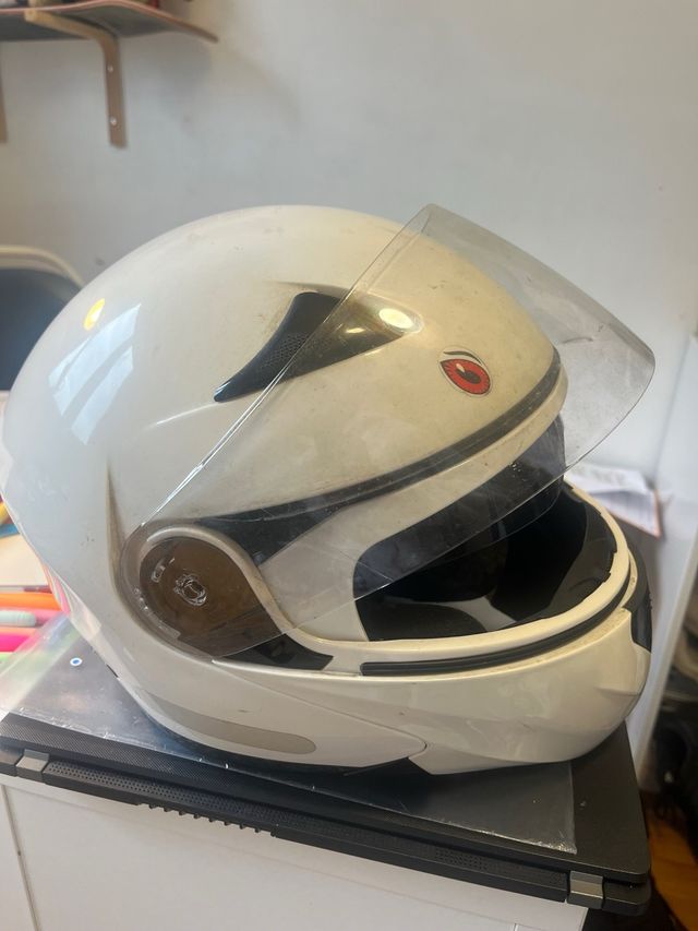 Casco moto blanco con visera talla M