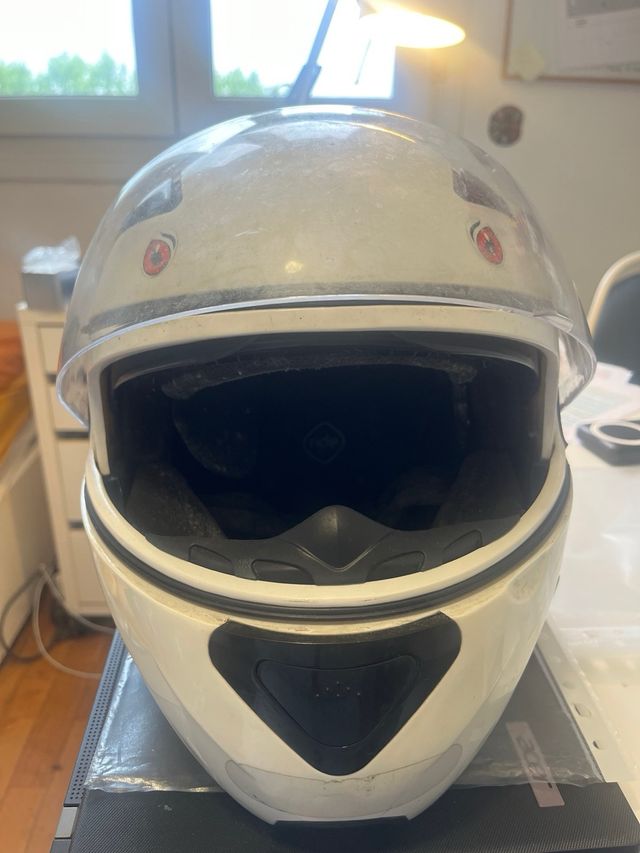 Casco moto blanco con visera talla M