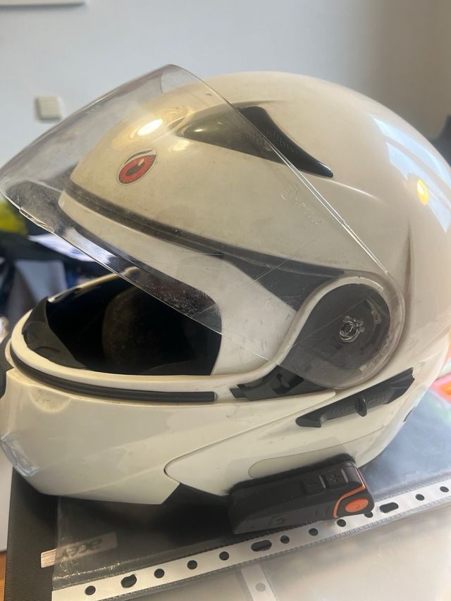Casco moto blanco con visera talla M