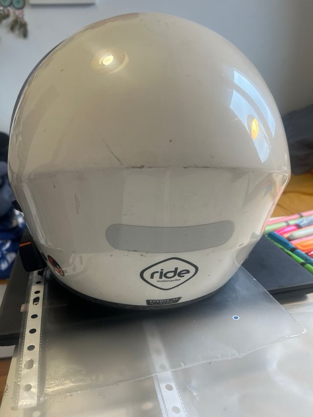 Casco moto blanco con visera talla M