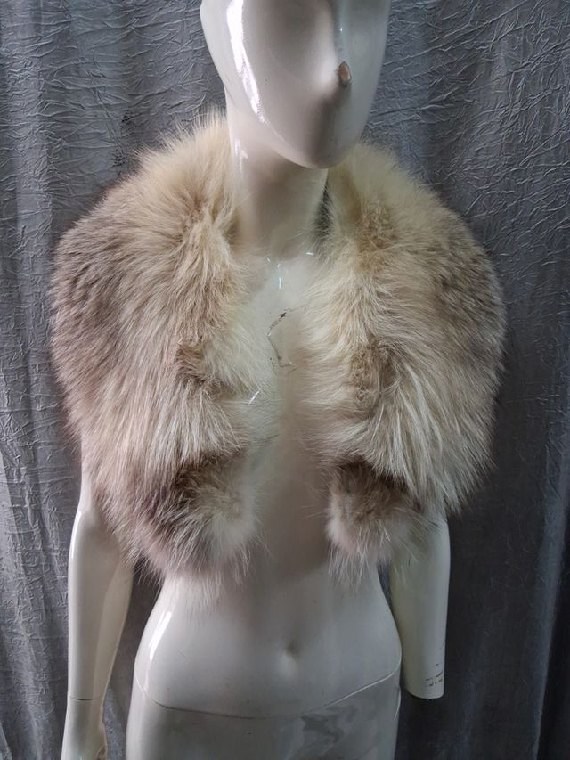 Stola collo pelliccia beige