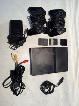 PS2 Slim negra. Consola completa