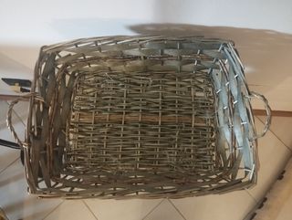 Cesto vimini rettangolare con manici