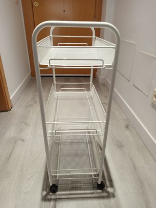 Carrito 3 cestas metal blanco. Medidas 26x48x77