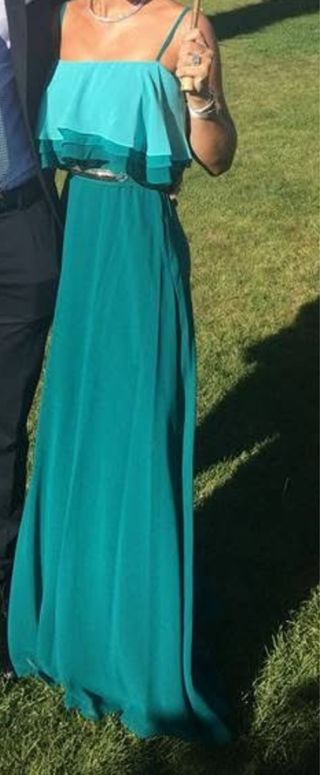Vestido largo turquesa elegante