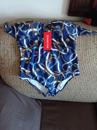 Bañador azul marinero mujer - Talla 46. Nuevo
