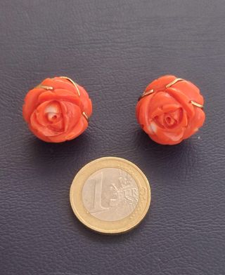Pendientes oro 18Kt y coral