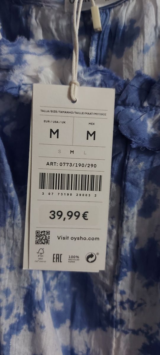 Vestido Oysho azul - Talla M