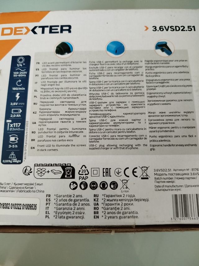 Atornillador DEXTER 3,6v