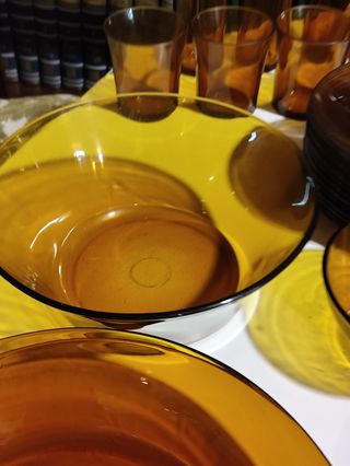 Vajilla ámbar vintage (112 piezas)