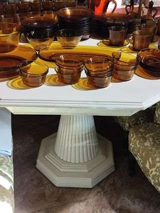 Vajilla ámbar vintage (112 piezas)