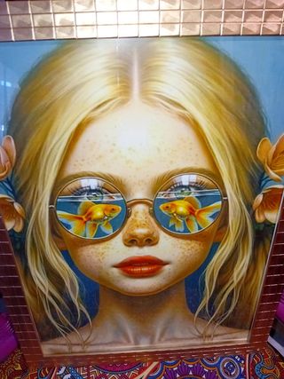 Bambina pesciolino rosso Quadro