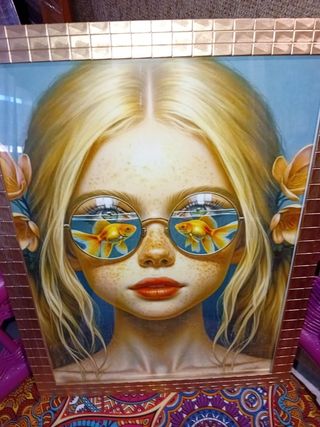 Bambina pesciolino rosso Quadro